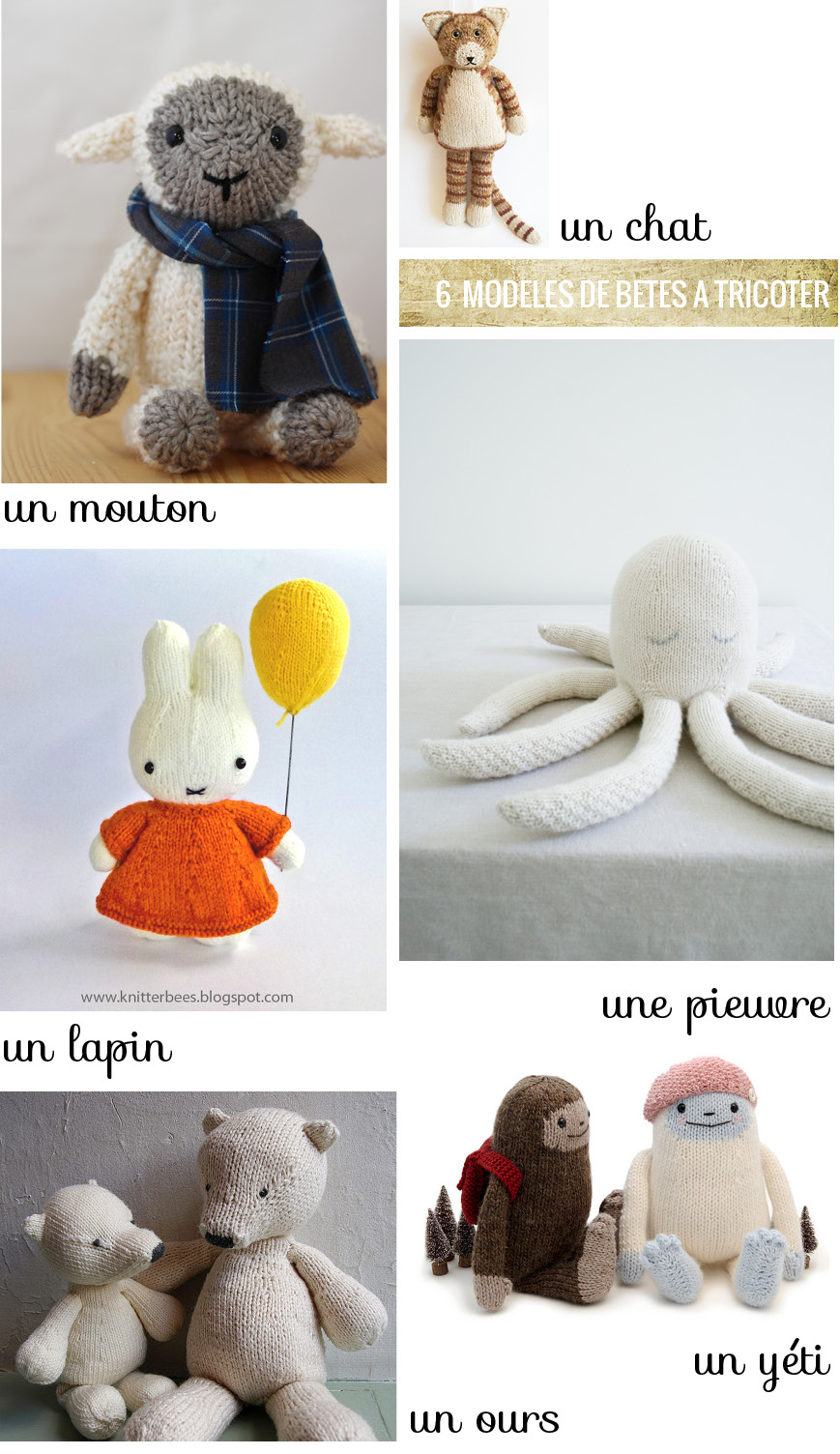 6 modèles de doudous au tricot