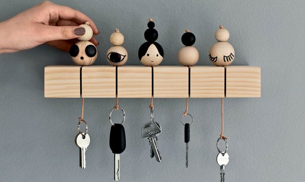 Porte clés mural magnétique en bois